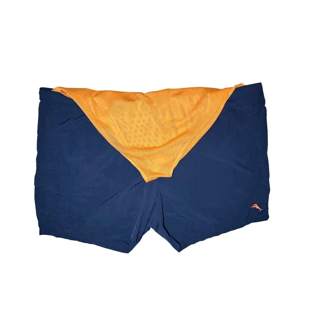 Tommy Bahama Relax Swim Trunks Men Size 4XB Navy Blue Mesh Lined Drawstring Logo